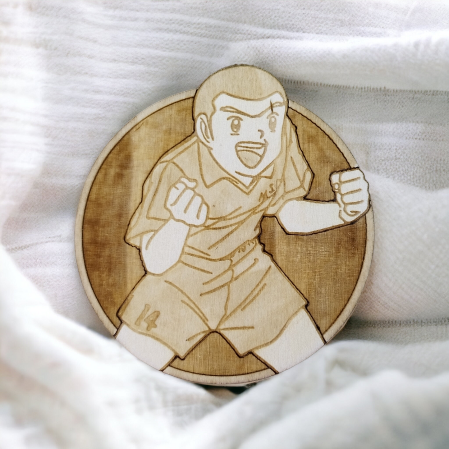 Set of 6 Captain Tsubasa Solid Wooden Coasters - Handmade Gift - Wood Kitchenware-1