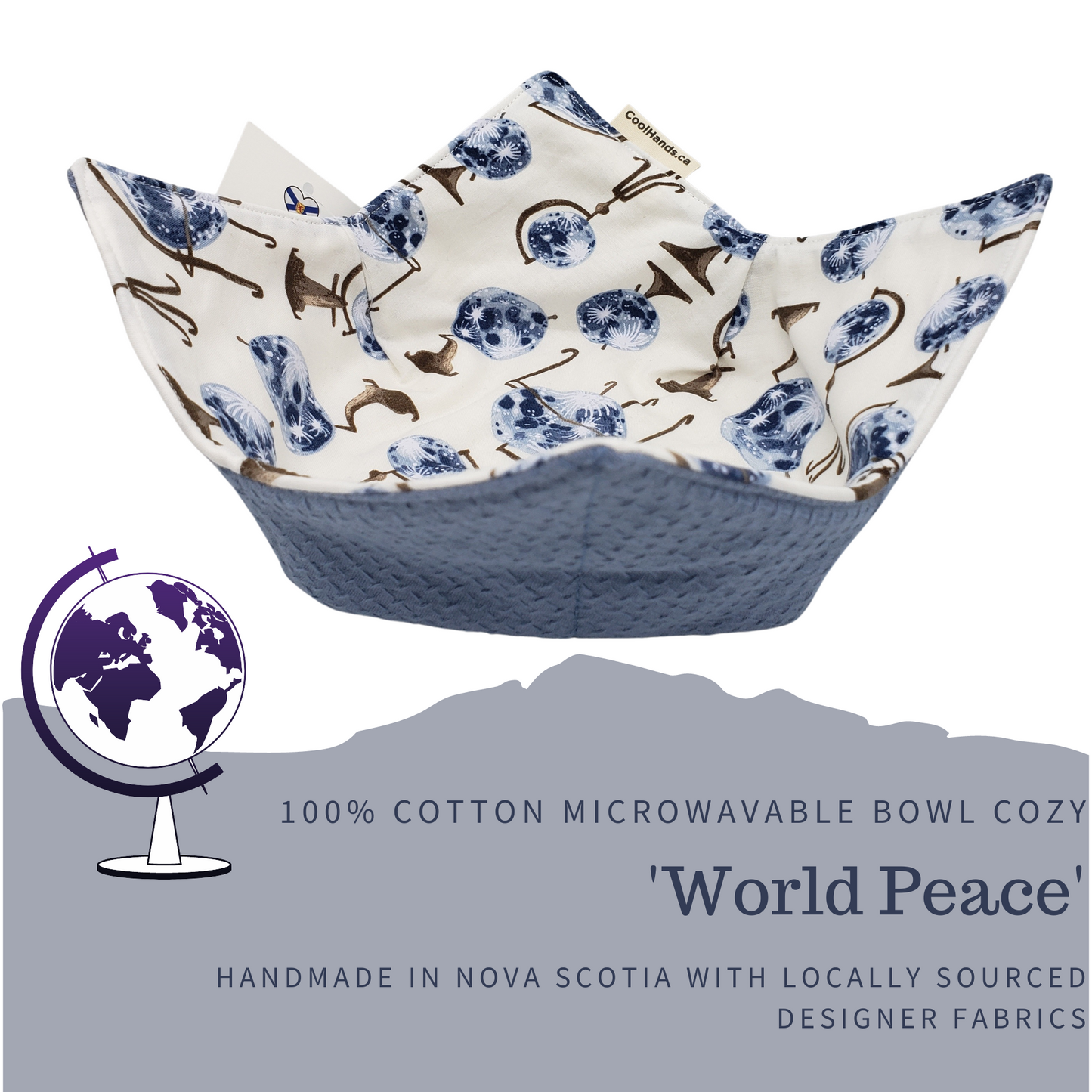 100% Cotton Microwavable Bowl Cozy - World Peace-0