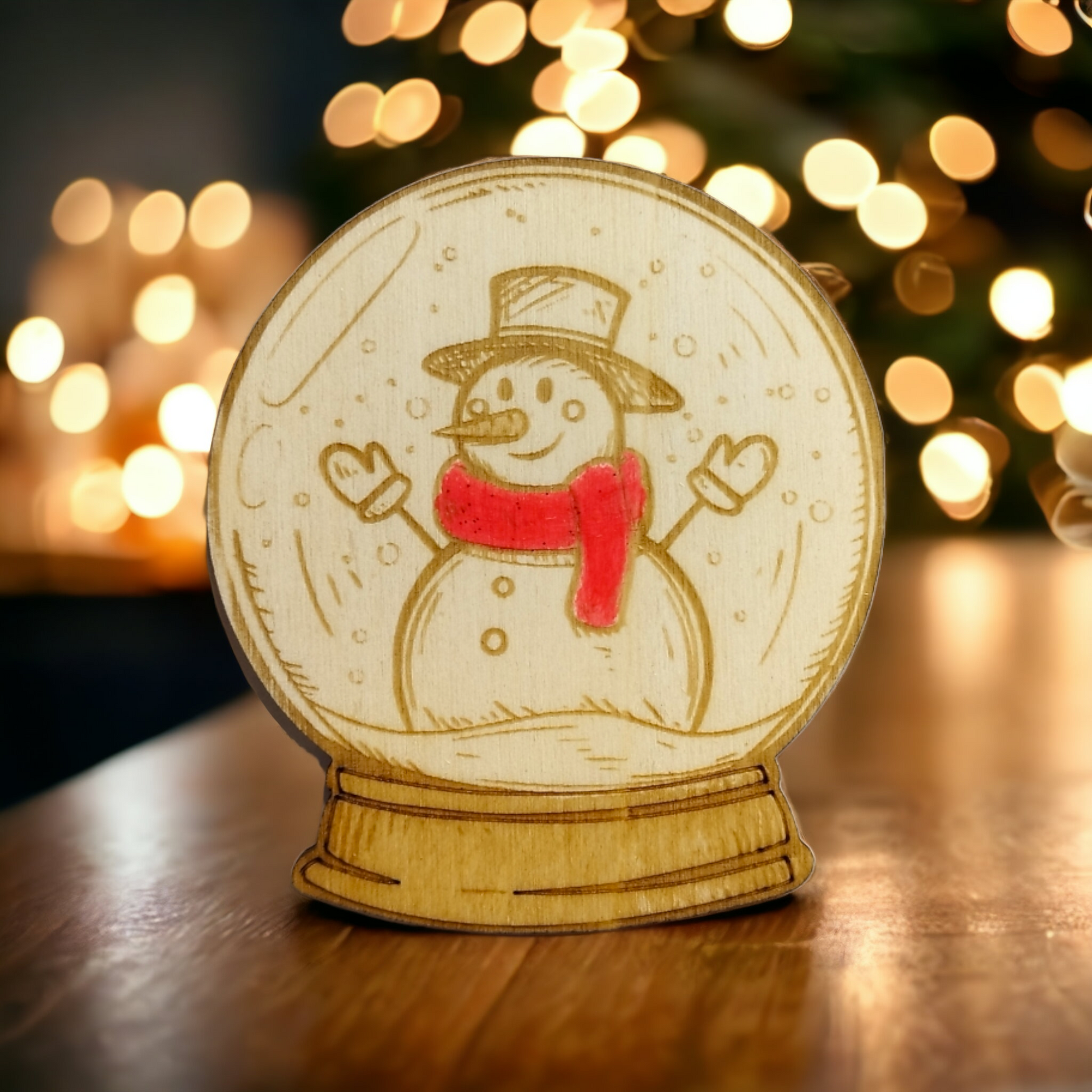 Set of 6 Snow Globes Wooden Coasters - Handmade Gift - Christmas Decor - Wood Kitchenware-3