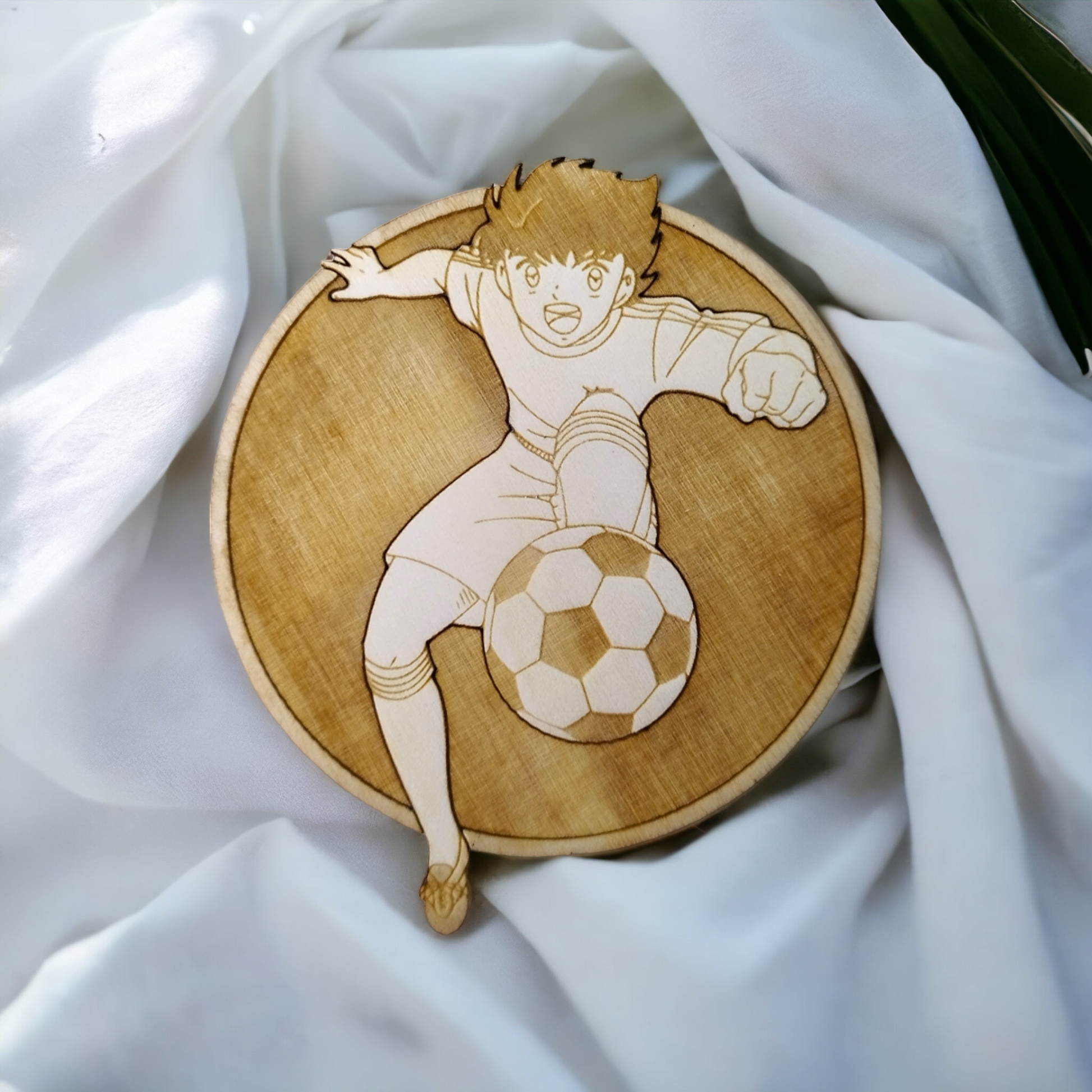 Set of 6 Captain Tsubasa Solid Wooden Coasters - Handmade Gift - Wood Kitchenware-3